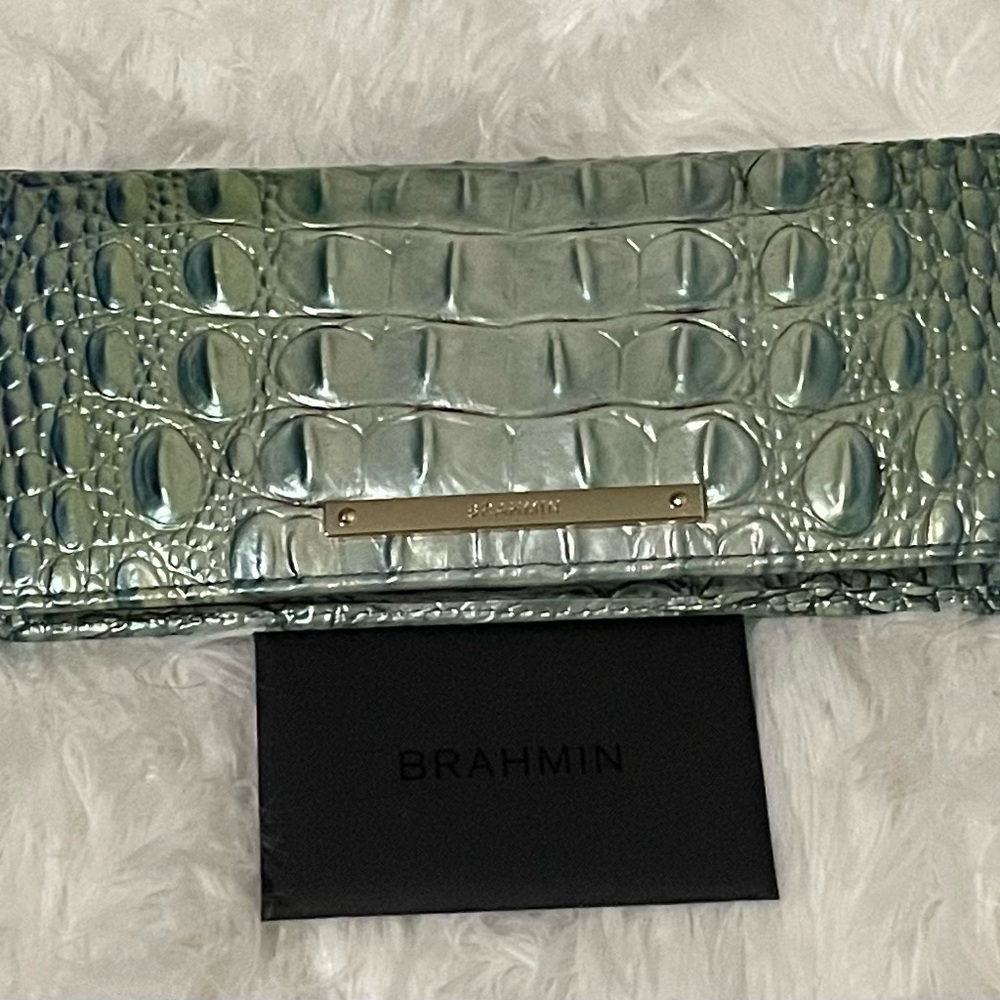 Brahmin Credit Card Wallet Maritime Melbourne Croc Leather